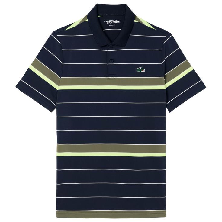 Lacoste Polohemde Polo Stripes Marine Olive Jaune Fluo Präsentation
