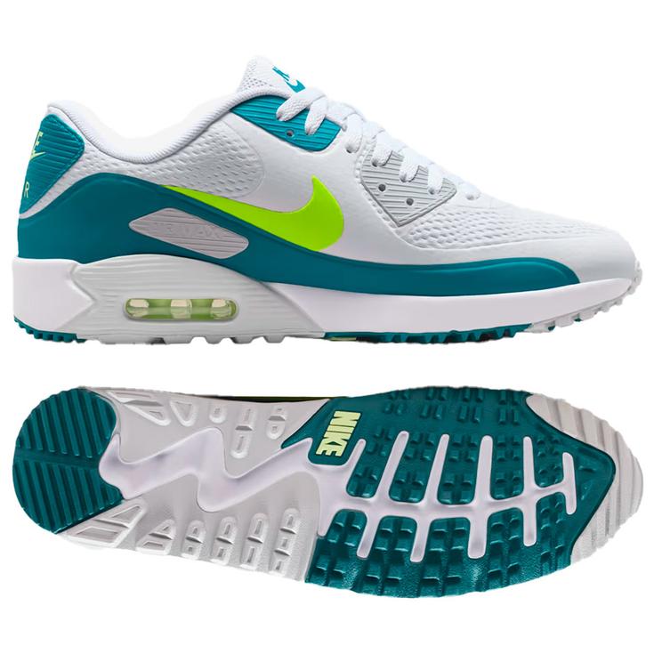 Nike Schuhe ohne Spikes Air Max 90 G White Volt Bright Spruce Präsentation