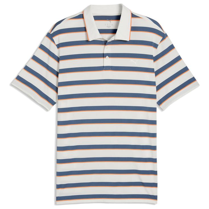 Puma Golf Polohemde Cloudspun Stripe Warm White Dark Indigo Präsentation