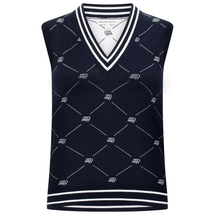 Rohnisch Pullover R Logo Vest R Check Navy Präsentation