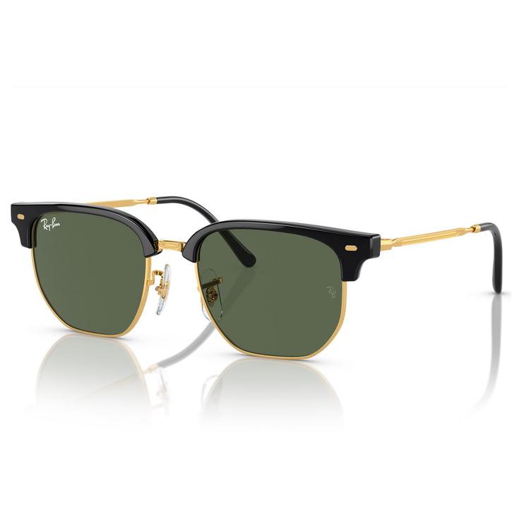 Ray Ban Sonnenbrille New Clubmaster Kids Polished Black Gold Dark Green Präsentation