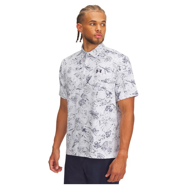 Under Armour Polohemde Playoff 3.0 Printed Polo White Midnight Navy Präsentation