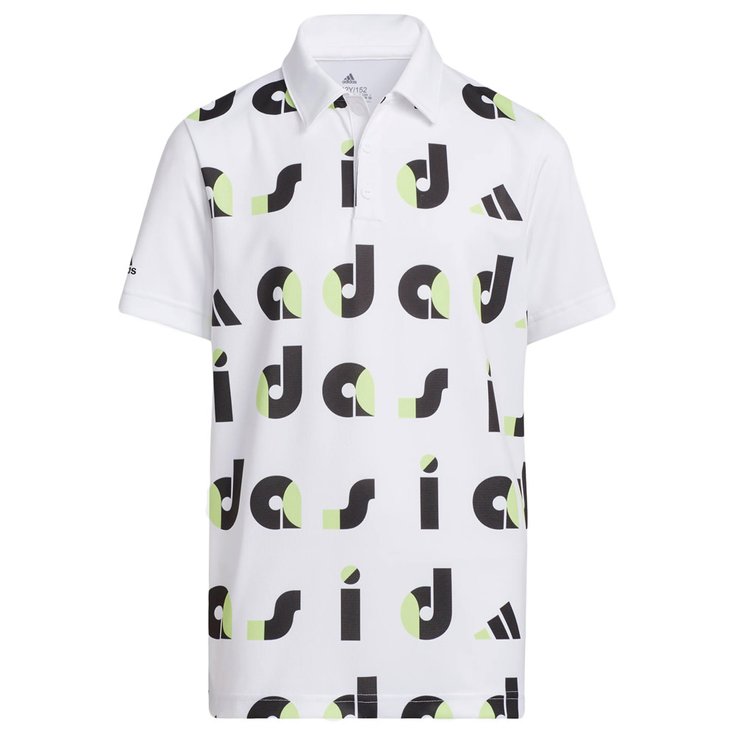 Adidas Polo Boys Graphic Polo Shirt Black Pulse Lime White Présentation