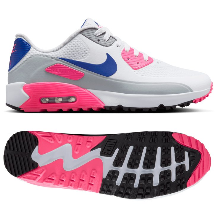 Nike Schuhe ohne Spikes Air Max 90 G White Concord Laser Pink Präsentation