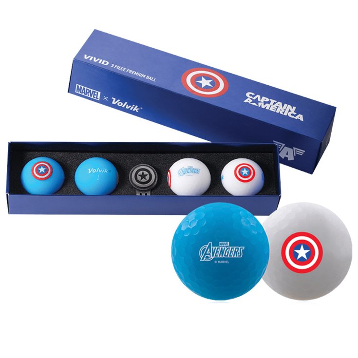 Volvik Neue Golfbälle 4 Balles Vimat + BM Captain America - Sans Präsentation