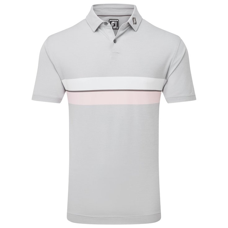 Footjoy Polohemde Double Chest Band Pique Grey Cliff Light Pink Präsentation
