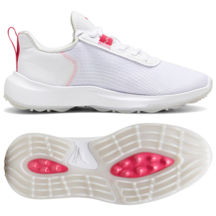 Puma Golf Chaussures sans spikes Fusion Crush Sport W White Garnet Rose Présentation