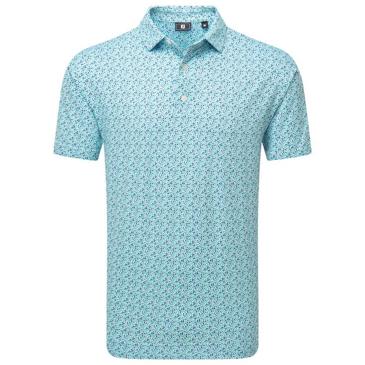 Footjoy Polohemde Gamer Print White Steel Blue Präsentation