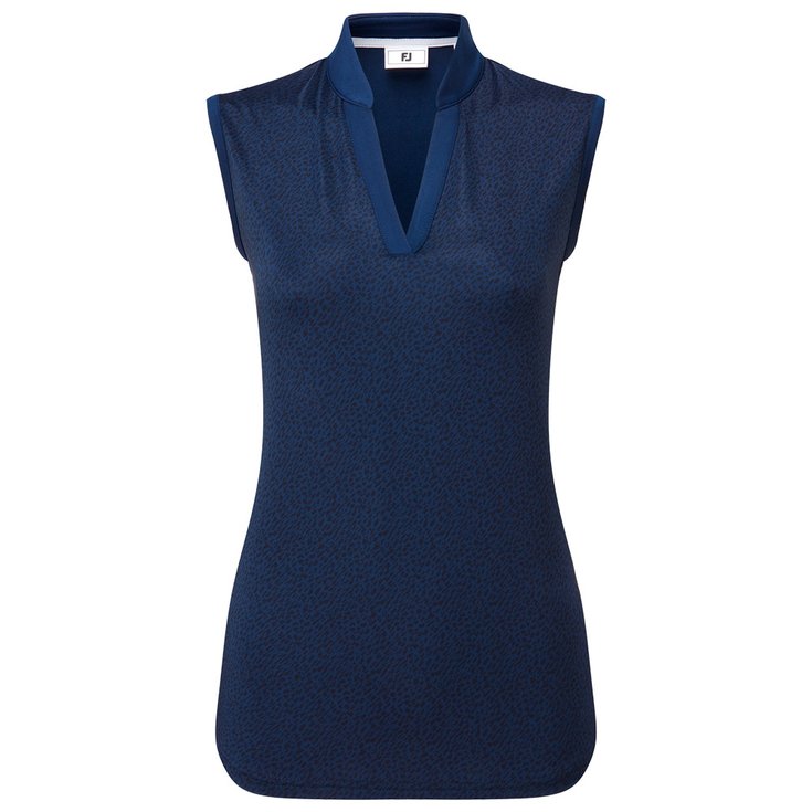 Footjoy Animal Print Open Placket Ss Navy 