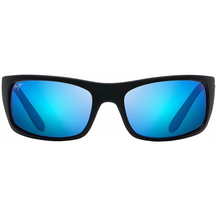 Maui Jim Sonnenbrille Peahi Black Matte Rubber Bleu Hawai Minéral SuperThin Präsentation