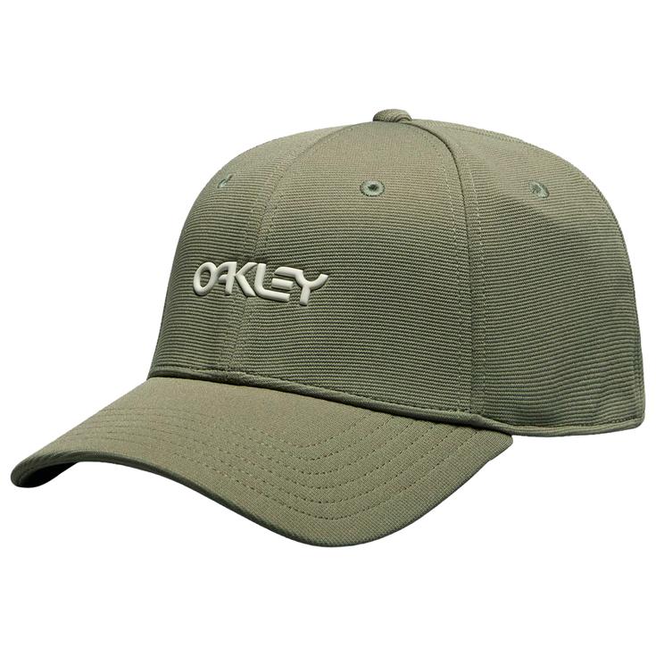Oakley Cap 6 Panel Stretch Metallic Hat Deep Olive Mist Präsentation