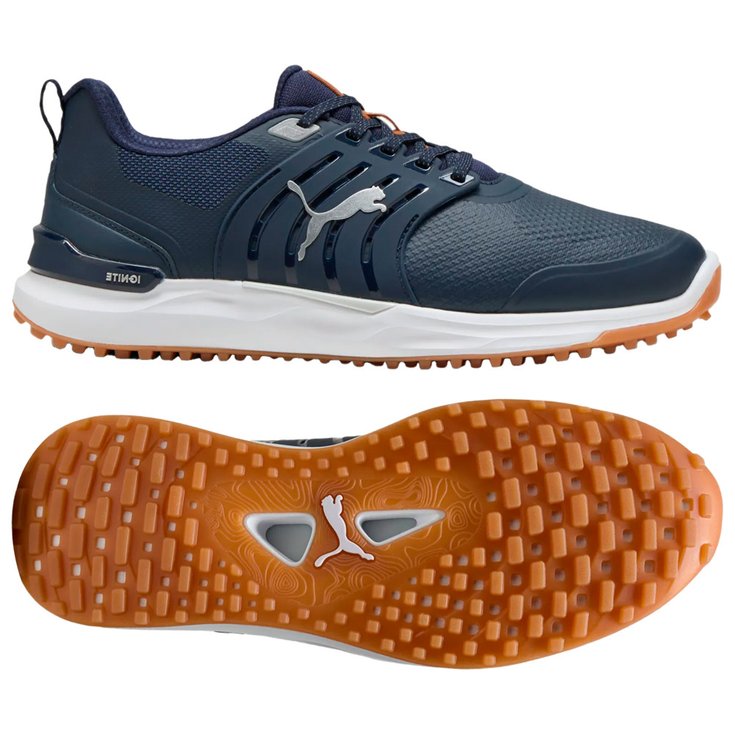 Puma Golf Schuhe ohne Spikes Ignite Elevate 2 Deep Navy Silver Gum Präsentation