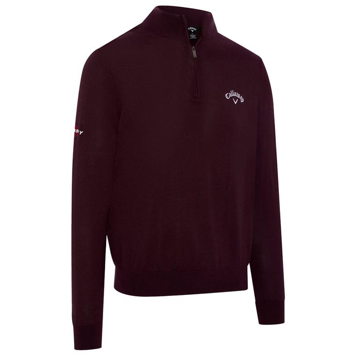 Callaway Golf Pull 1/4 Blended Merino Sweater Dark Italian Plum Présentation