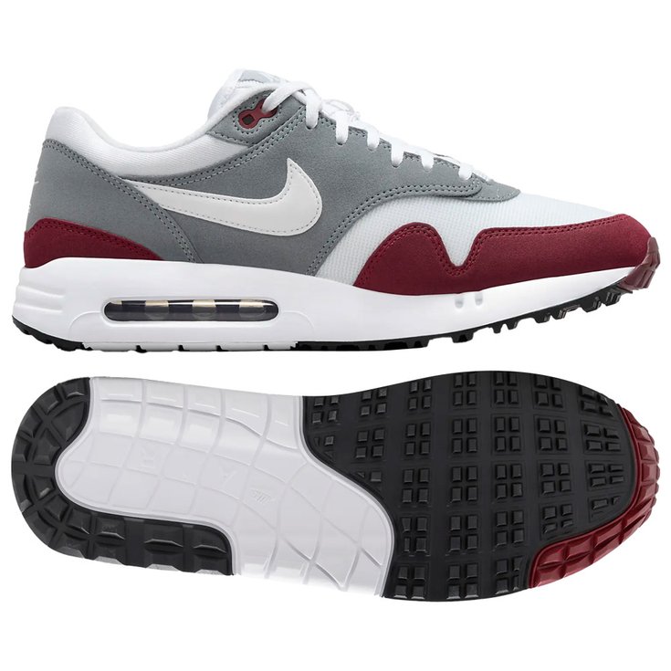 Nike Schuhe ohne Spikes Air Max 1 86 Og G Team Red White Cool Grey Black Präsentation