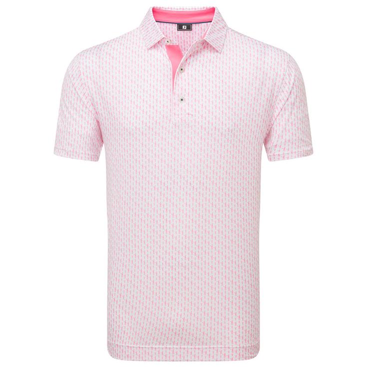 Footjoy Polo Figure Print Lisle White Pink Présentation