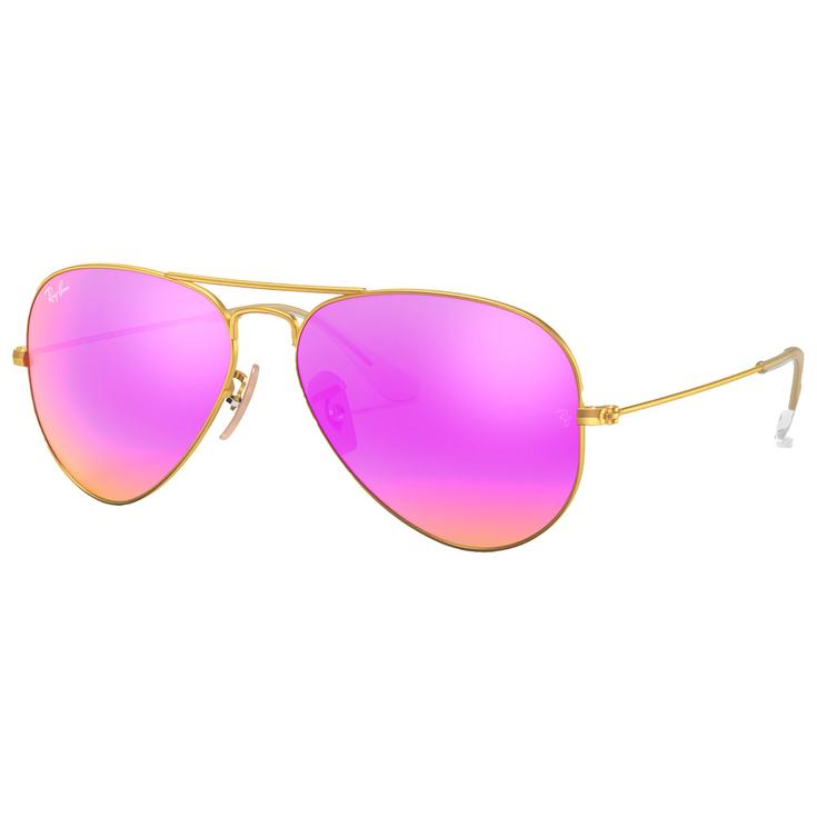 Ray Ban Sonnenbrille RB3025 Aviator Mat Gold Cyclamen Flash Polarized Präsentation