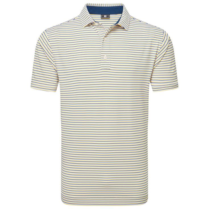Footjoy Polohemde Balance Stripe Lisle White Taxi Präsentation
