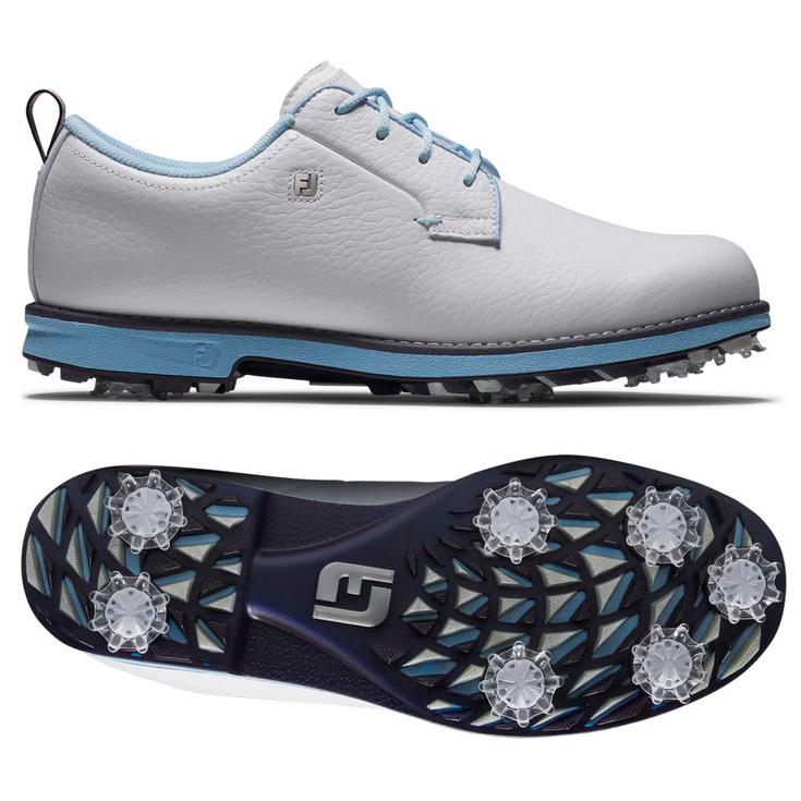 Footjoy Schuhe mit Spikes Women's Premiere Series Cypress White White Blue Präsentation