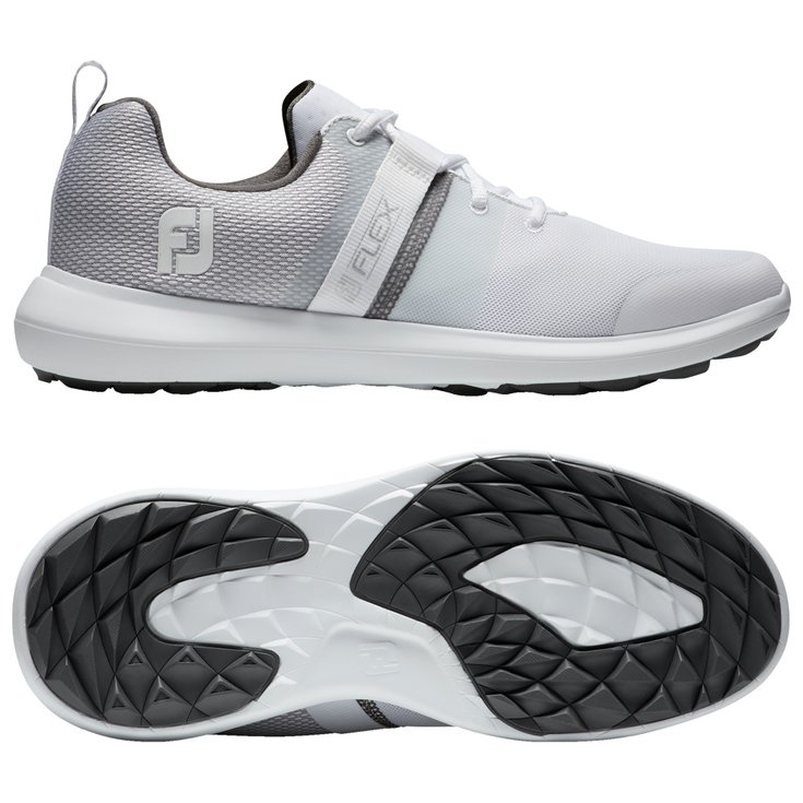 Footjoy Schuhe ohne Spikes Flex White Grey Präsentation