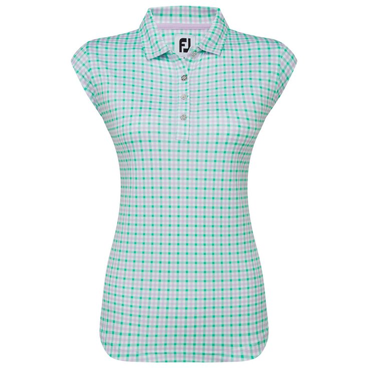 Footjoy Polohemde Gingham Print Lavande Menthe Präsentation