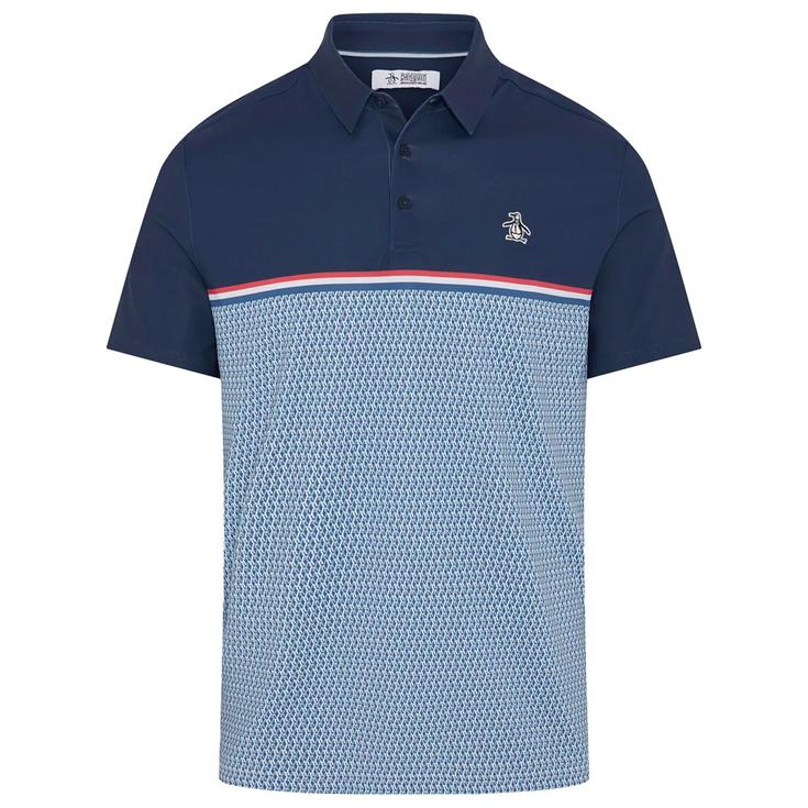 Original Penguin Polo Engineered P Colour Block Print Black Iris 