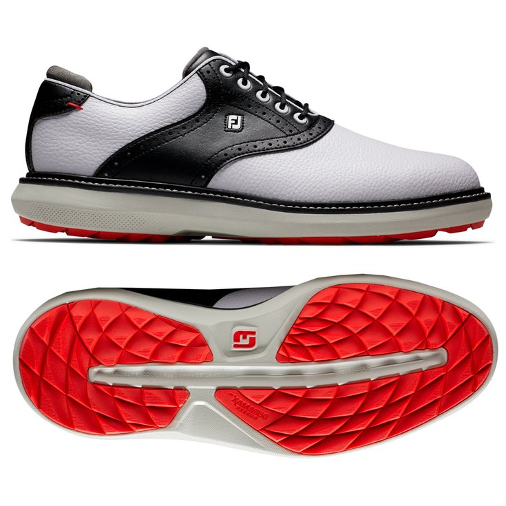 Footjoy Chaussures sans spikes Traditions Spikeless White Black Présentation