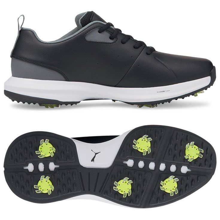 Puma Golf Schuhe mit Spikes Fusion Fx Tech Black Silver Quiet Shade Präsentation