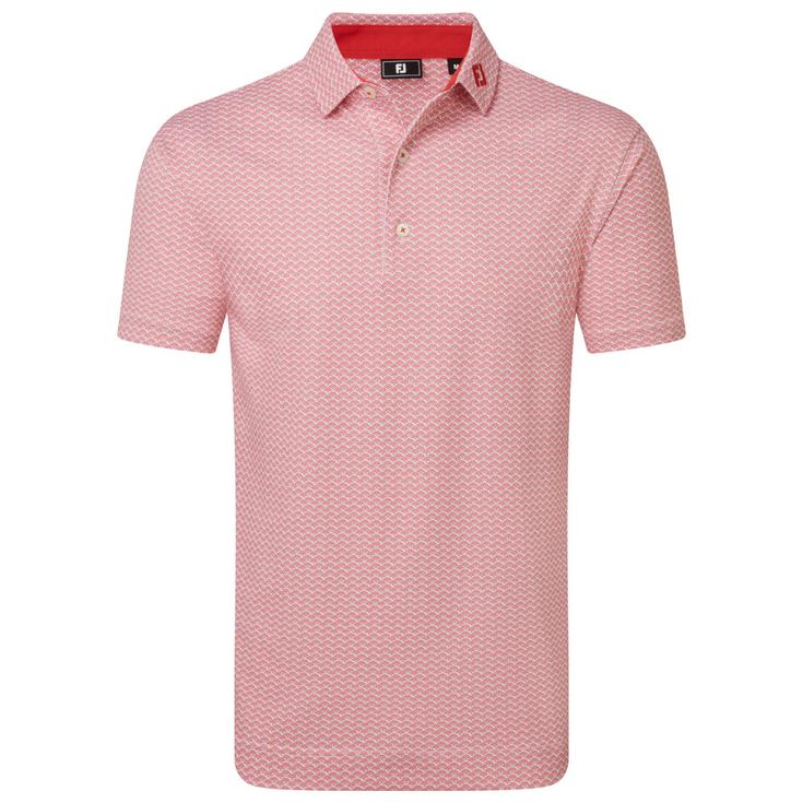 Footjoy Polohemde Scallop Geo Pique Nantucket Red Präsentation