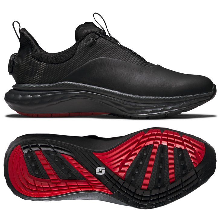 Footjoy Schuhe ohne Spikes Quantum BOA Black Grey Red Präsentation
