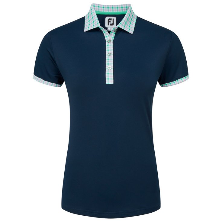 Footjoy Polo Gingham Trim Pique W Navy Présentation