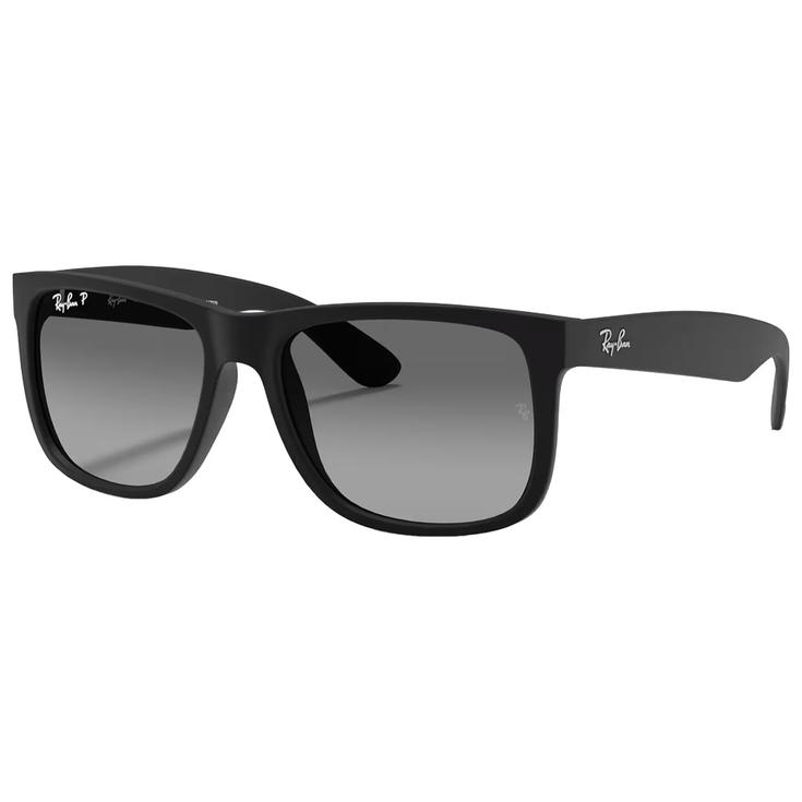 Ray Ban Sonnenbrille RB4165 Justin Classic Matte Rubber Black Light Grey Gradient Brown Polarized Präsentation
