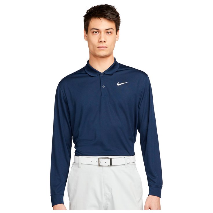 Nike Polo Dri-Fit Victory Long Sleeve College Navy White Présentation