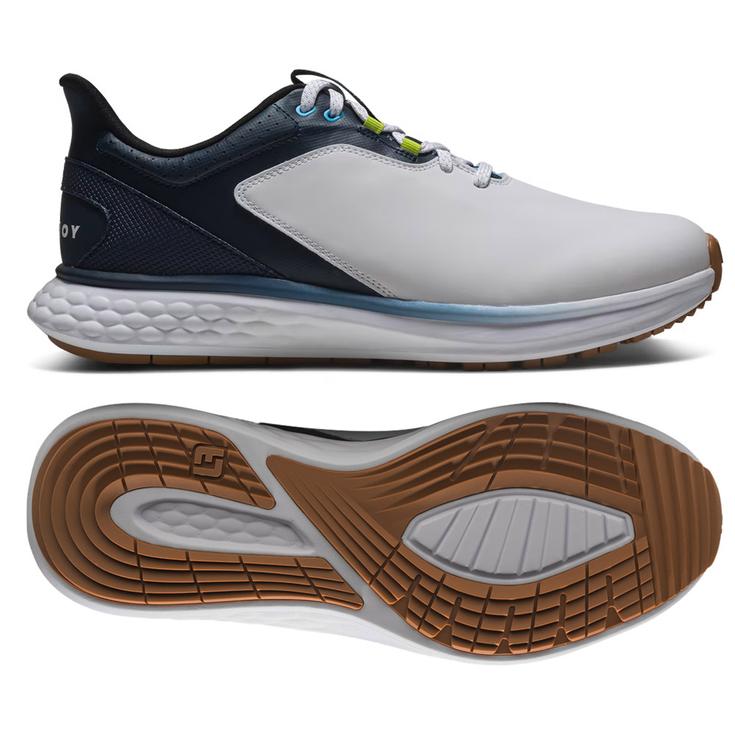 Footjoy Schuhe ohne Spikes Pulse White Gum Navy Präsentation