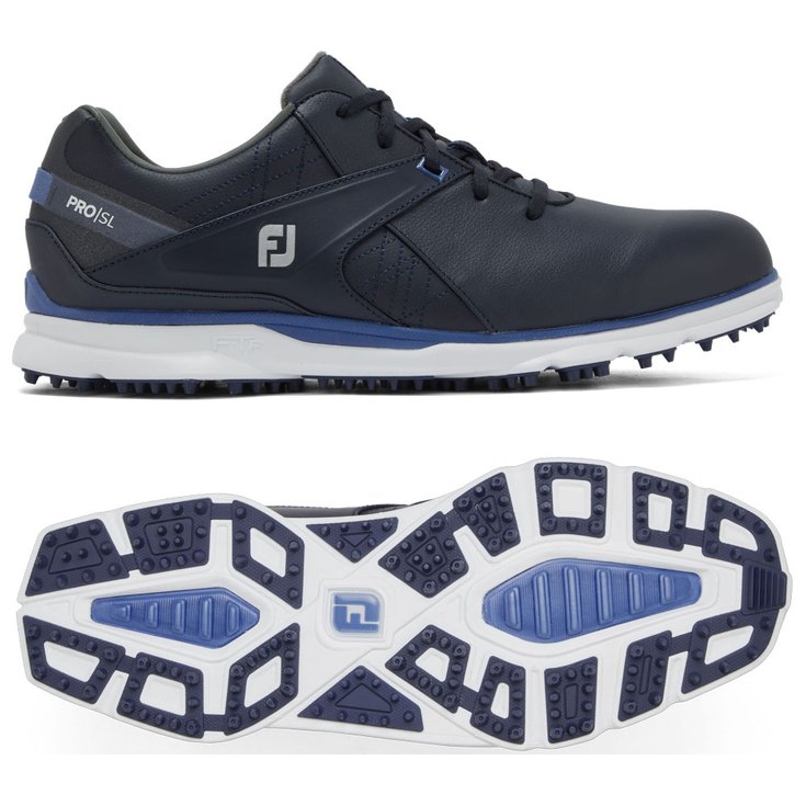 Footjoy Chaussures sans spikes Pro SL Navy Light Blue Présentation