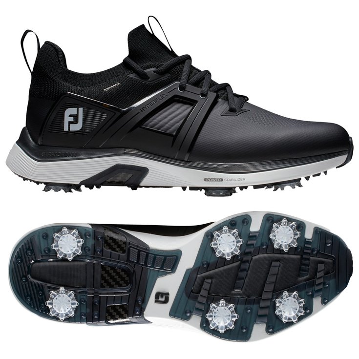 Footjoy Schuhe mit Spikes Hyperflex Carbon Black White Grey Präsentation
