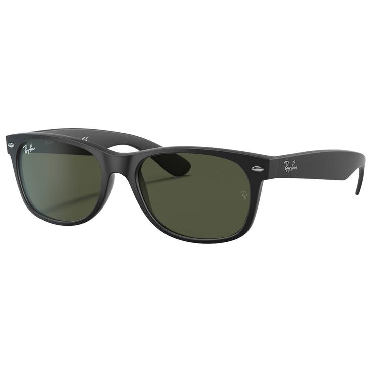Ray Ban Sonnenbrille RB2132 New Wayfarer Classic Matte Rubber Black Green G-15 Präsentation