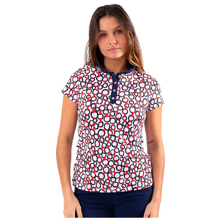 Chiberta Polohemde Chain Blanc Marine Präsentation