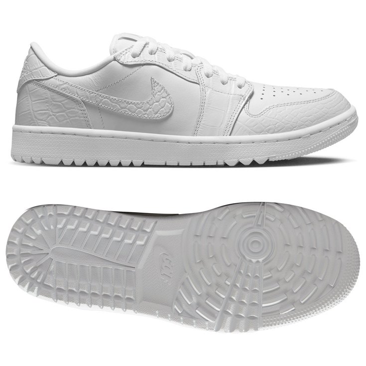 Nike Schuhe ohne Spikes Air Jordan 1 Low G White Platinum Präsentation