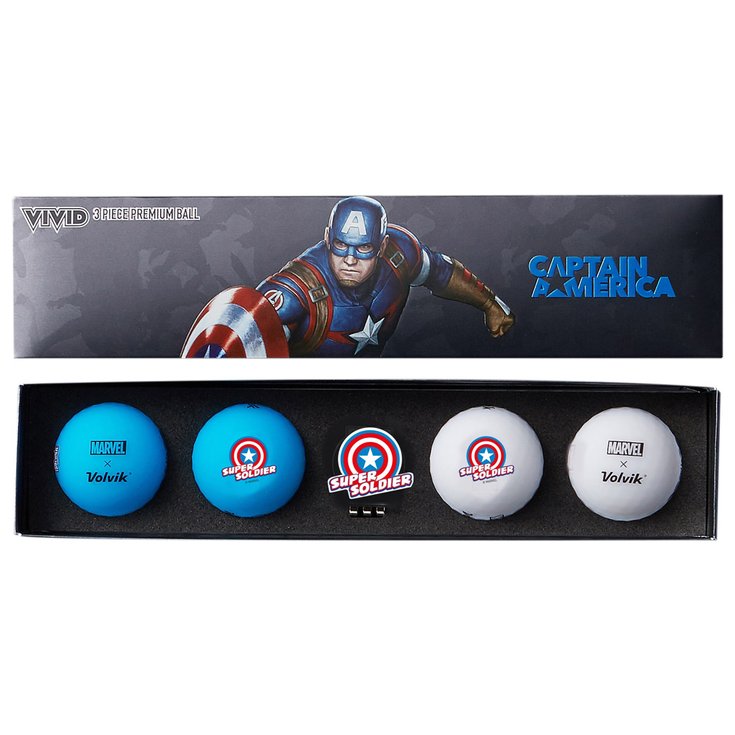Volvik Balles neuves 4 Balles Vivid Captain America + Bm Super Soldier Présentation
