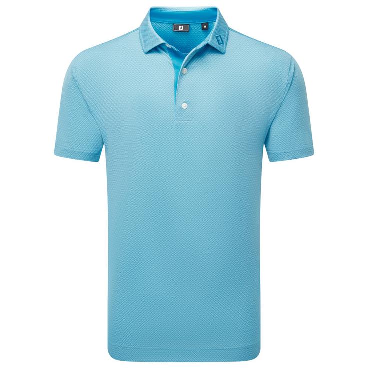 Footjoy Polohemde Deco Diamond Print Air Blue High Tide Präsentation