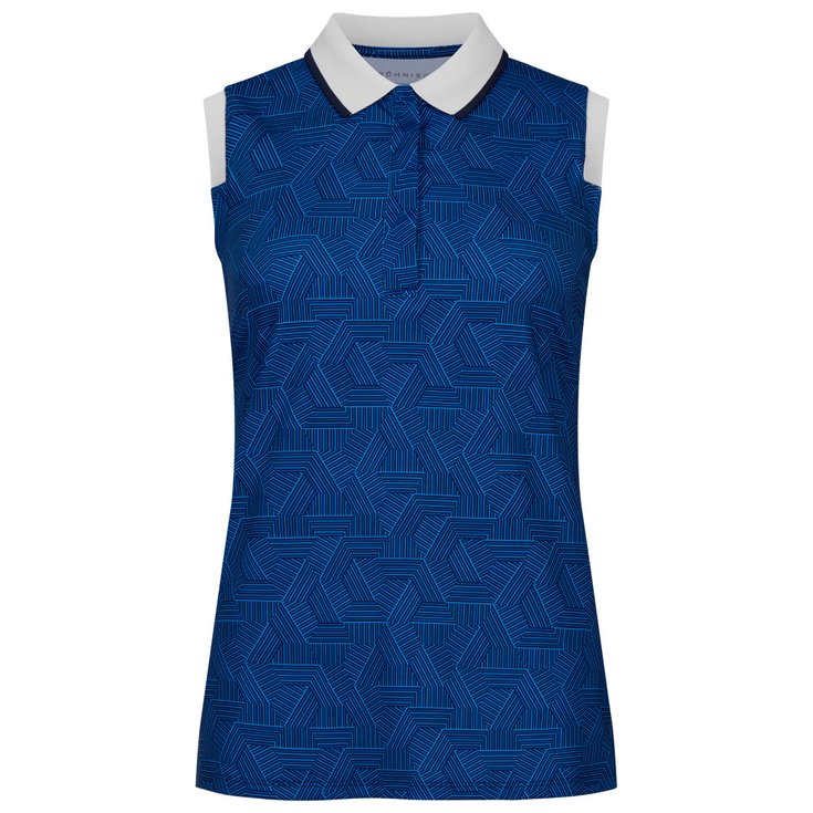 Rohnisch Polohemde Deni Sleeveless Hexagon Blue Präsentation