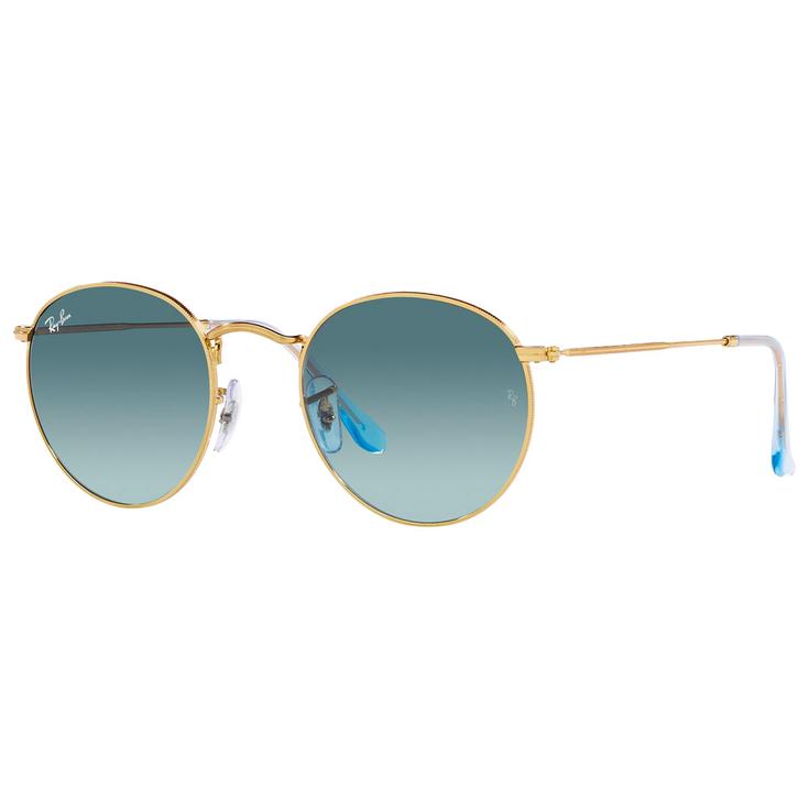 Ray Ban Sonnenbrille RB3447 Round Metal Polished Gold Blue Präsentation