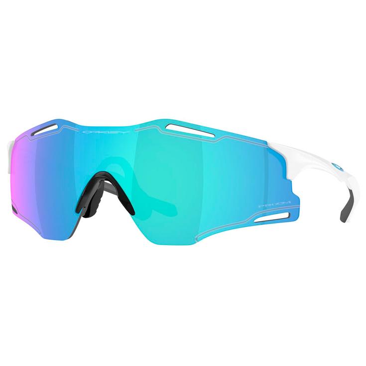 Oakley Sonnenbrille Cybr Zero Polished White Prizm Sapphire Präsentation