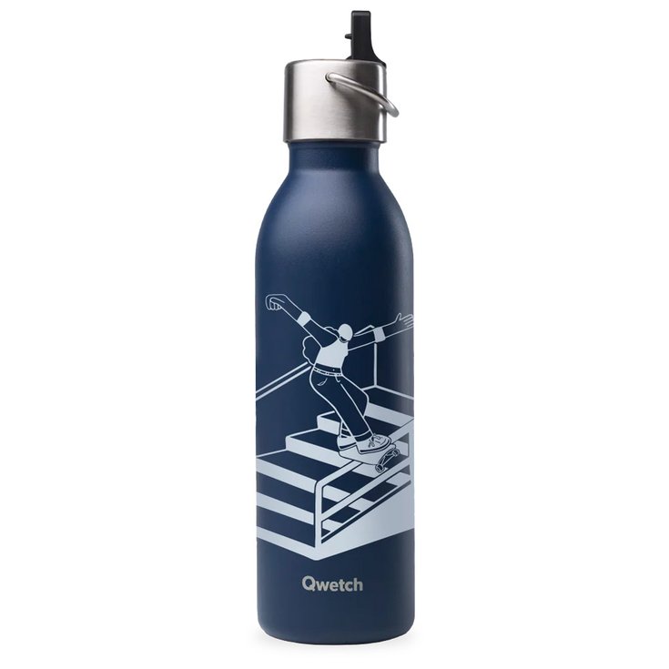 Qwetch Trinkflasche Active Sport 600 ml FFRS Skate Street Blue Präsentation
