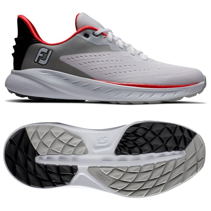 Footjoy Schuhe ohne Spikes Flex XP White Black Red Präsentation