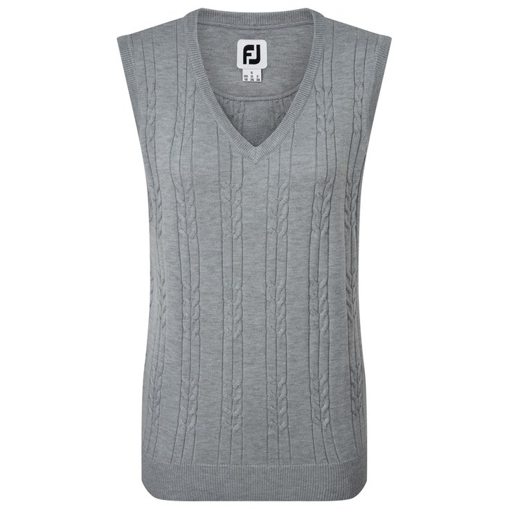 Footjoy Pull Wool Blend Cable Knit V-Neck Vest Grey Présentation