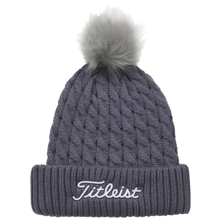 Titleist Mütze Cable Knit Pom Pom Washed Indigo White Grey Präsentation