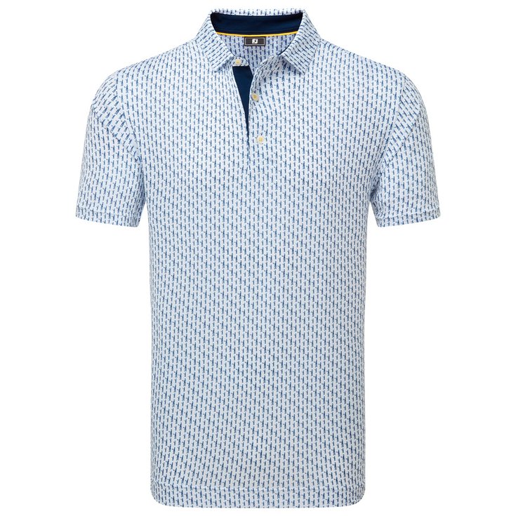 Footjoy Figure Print Lisle White Navy 