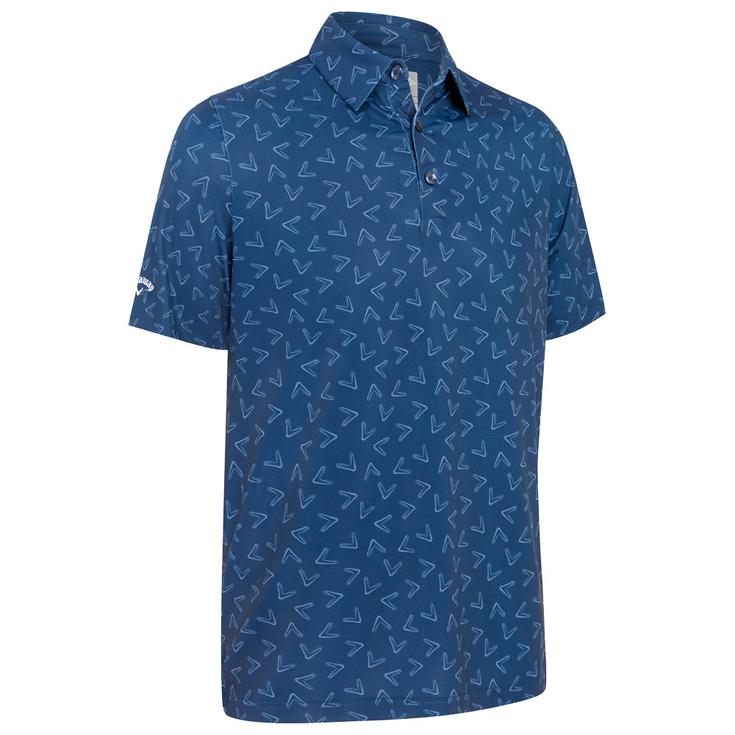 Callaway Golf Polohemde Emea Short Sleeve All Over Chevrons Peacoat Präsentation