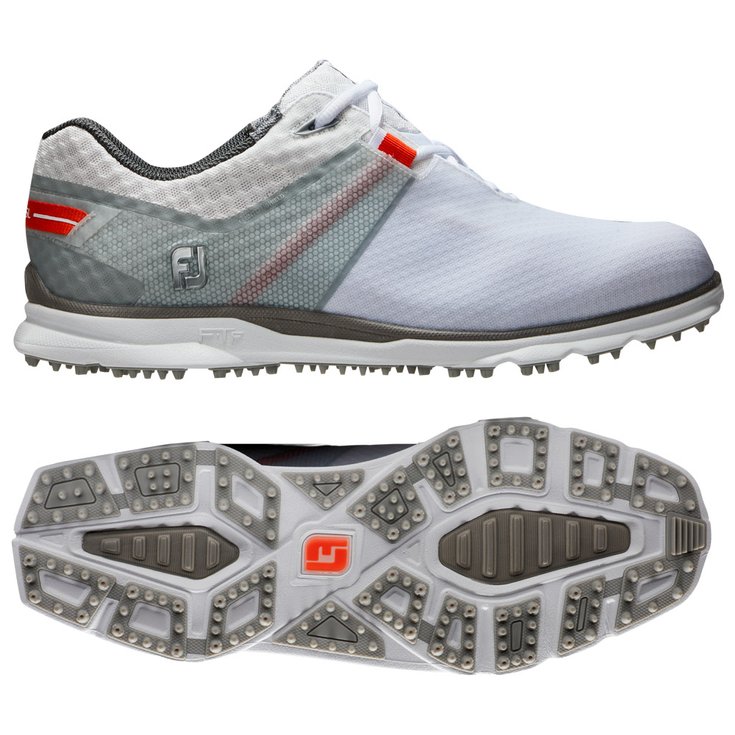 Footjoy Schuhe ohne Spikes Pro SL Sport White Grey Orange Präsentation